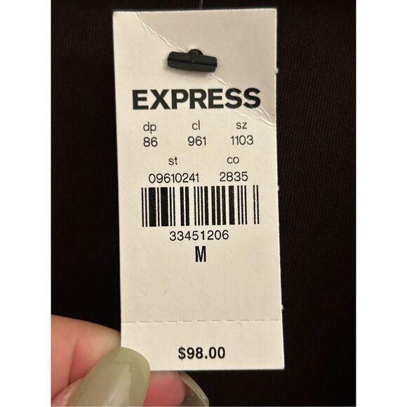 NWT Express Eggplant Purple Long Sleeve V Neck Lace Bodysuit Medium Floral Date - Picture 11 of 14